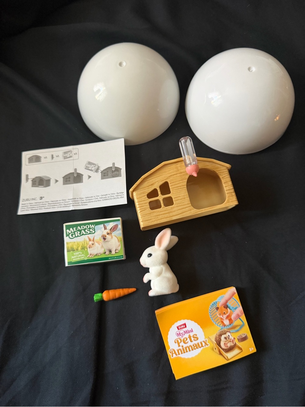 White Bunny Playset with Wooden Hutch and Accessories - MyMini Pets